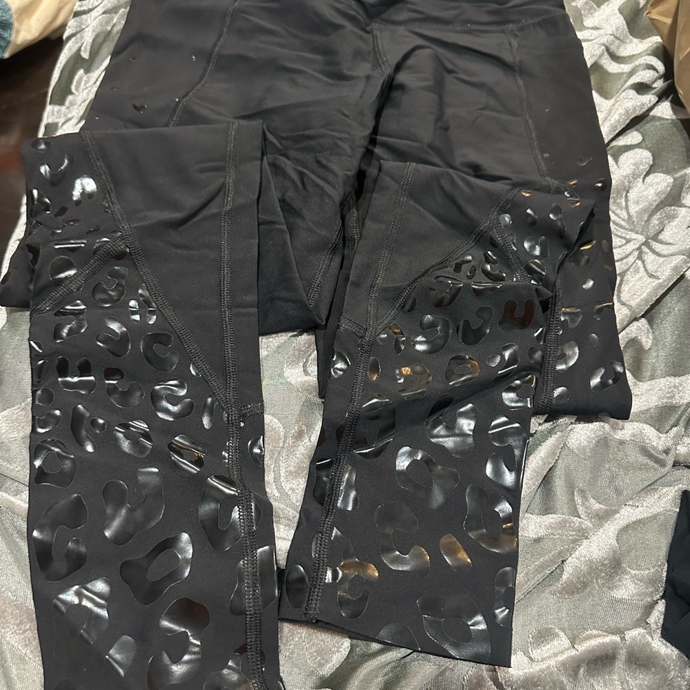 Victoria's Secret Black Leopard Cutout Leggings